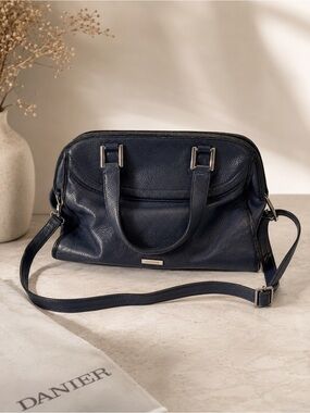 Danier Navy Leather Shoulder Satchel